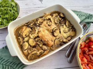 POLLO CON CHAMPIÑONES AL HORNO
