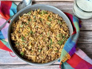 CARNE CON REPOLLO Y ARROZ EN SARTÉN